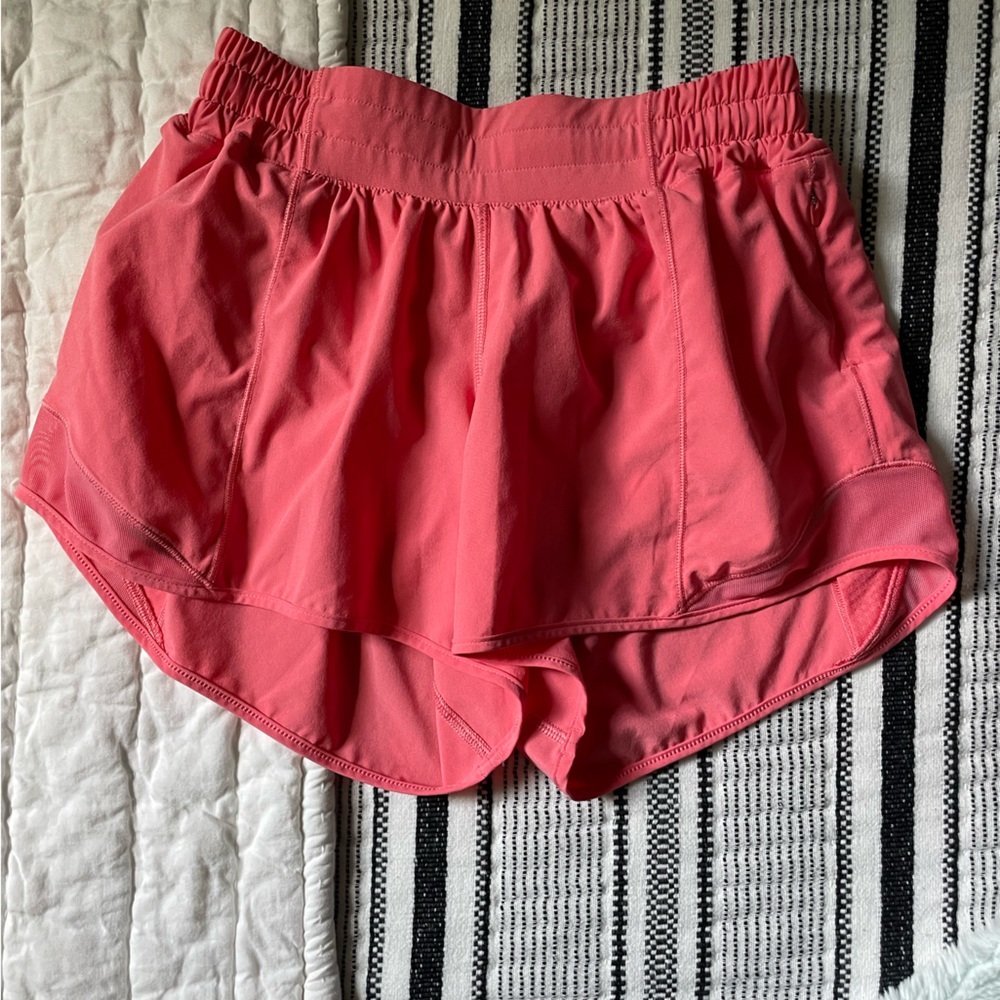 RARE ! Lululemon Raspberry Cream Hotty Hot Shorts !